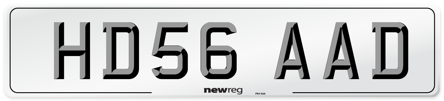 HD56 AAD Number Plate from New Reg